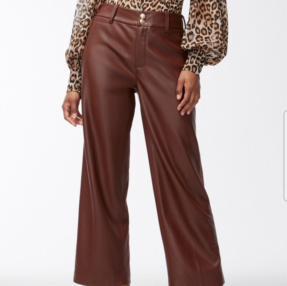 Chico's Faux leather wide leg crop pants size 8 NEW